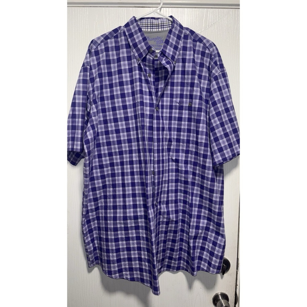 Wrangler‎ 20X Mens Competition Purple Plaid Short Sleeve Western Shirt Size XXL